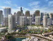 Serenia District in Dubai’s Jumeirah Islands, designed by Nikken Sekkei, showcasing lakeside residences and landscaped architecture by Palma Development.